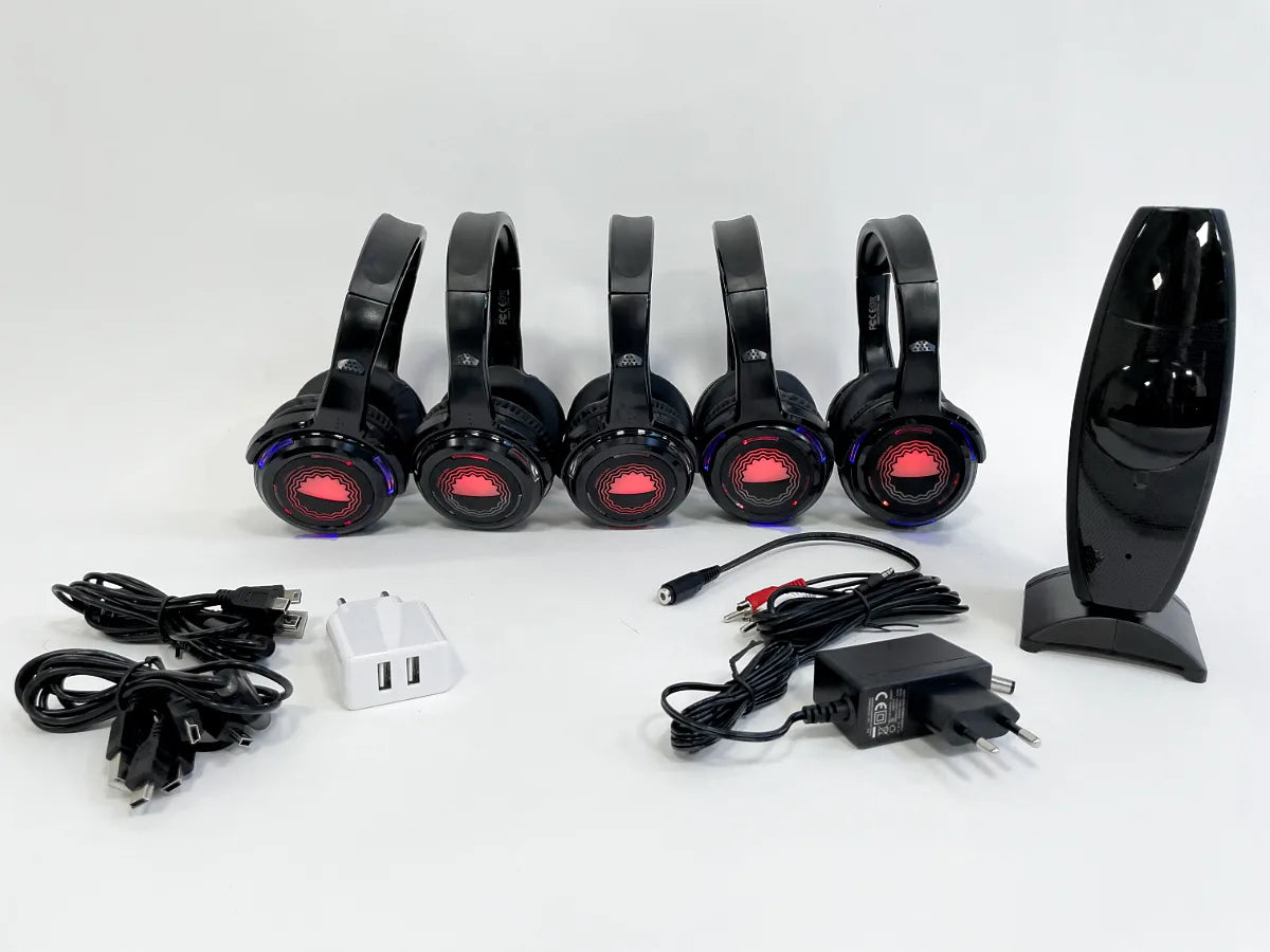 Silent Disco Starter-Kit mit 5 Kopfhörer